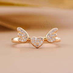 Lab Diamond Engagement Ring with Angel Wings
