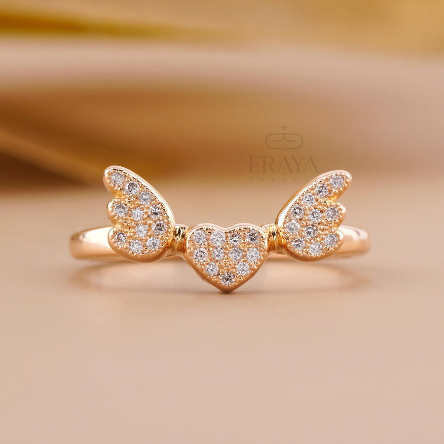 Lab Diamond Engagement Ring with Angel Wings