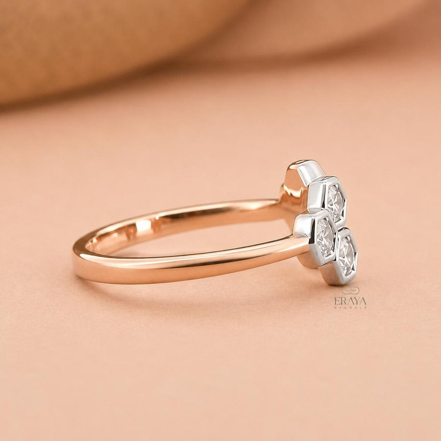 Geometric Diamond Ring | Open Band Gold Ring