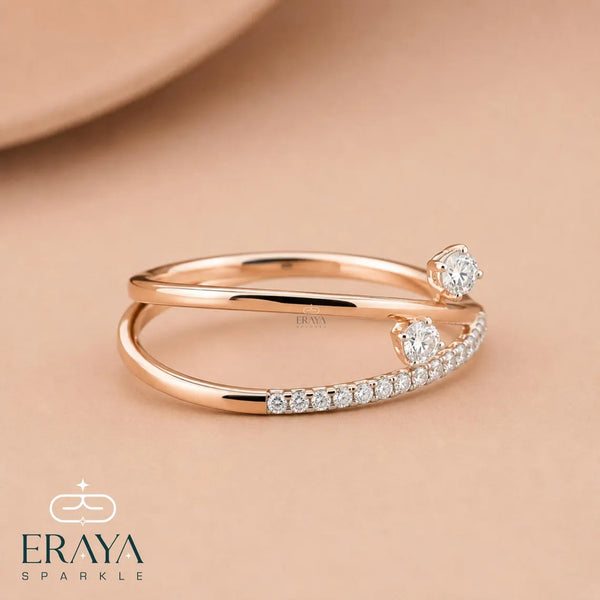 Criss Cross Diamond Ring in Solid Gold