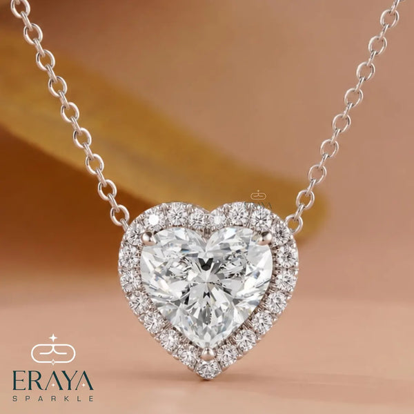 Diamond Heart Necklace – Halo Love Pendant