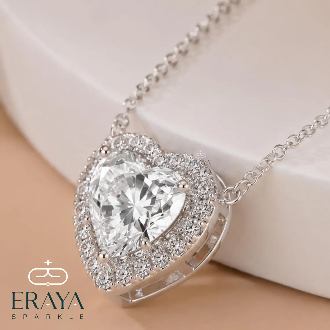 Diamond Heart Necklace – Halo Love Pendant
