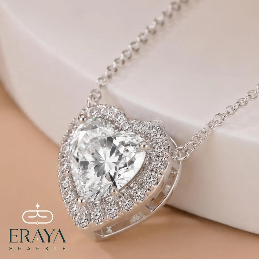 Diamond Heart Necklace – Halo Love Pendant