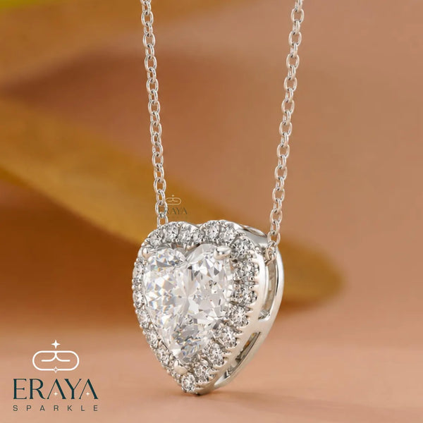 Diamond Heart Necklace – Halo Love Pendant