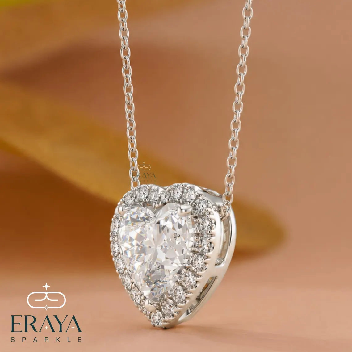Diamond Heart Necklace – Halo Love Pendant