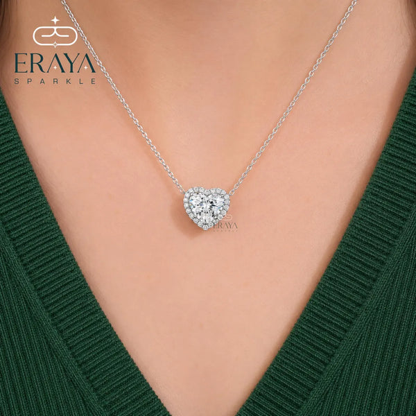 Diamond Heart Necklace – Halo Love Pendant