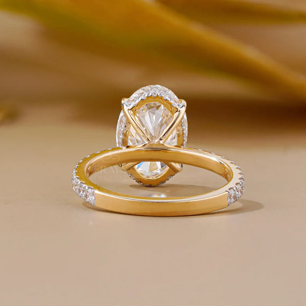 Gold Engagement Rings | Hidden Halo Oval Ring