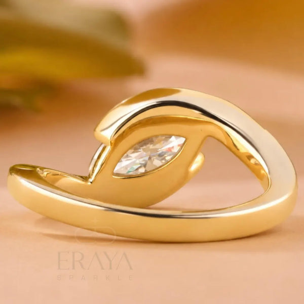 Bypass Gold Marquise Diamond Ring Modern