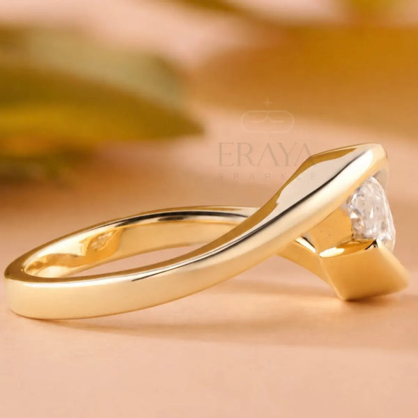 Bypass Gold Marquise Diamond Ring Modern