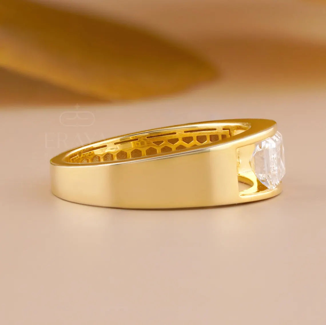 Emerald Cut Signet – Gold Men's Diamond Ring
