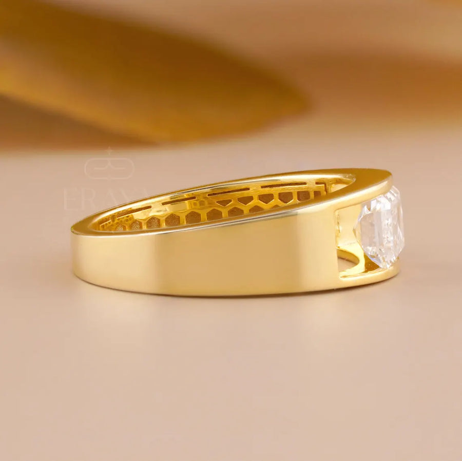 Emerald Cut Signet – Gold Men's Diamond Ring