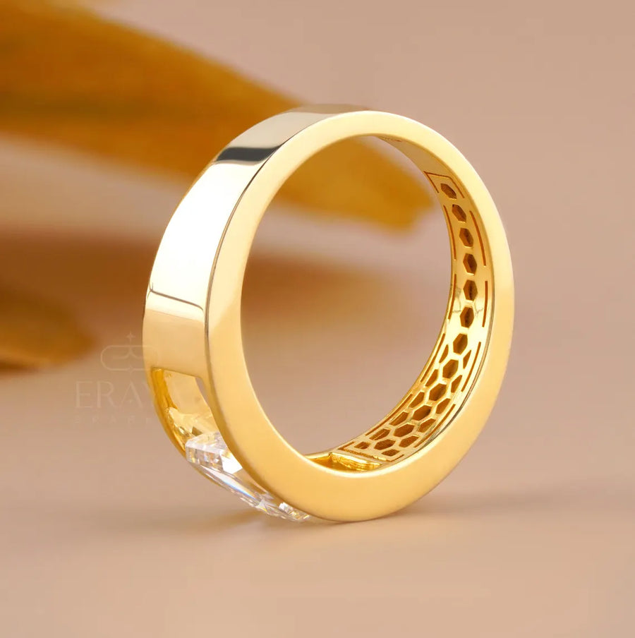 Emerald Cut Signet – Gold Men's Diamond Ring