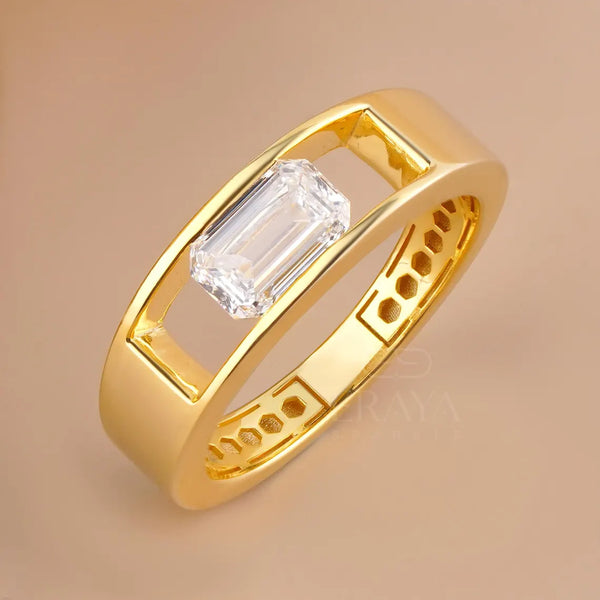 Emerald Cut Signet – Gold Men's Diamond Ring