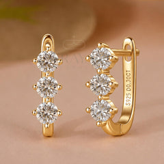 Three Stone Lab-Grown Diamond Huggie Hoops