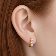 Three Stone Lab-Grown Diamond Huggie Hoops