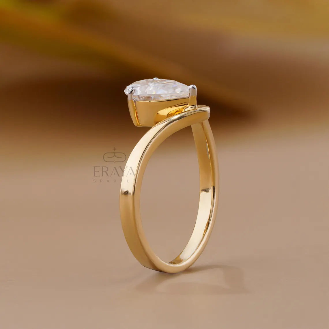 Pear Diamond Engagement Ring | Modern Open Band