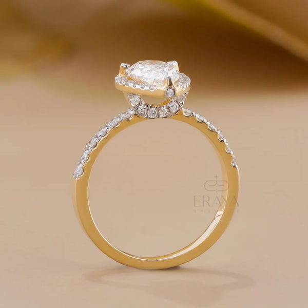 Pear Cut Halo with Lab Diamond Ring
