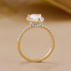 Pear Cut Halo with Lab Diamond Ring