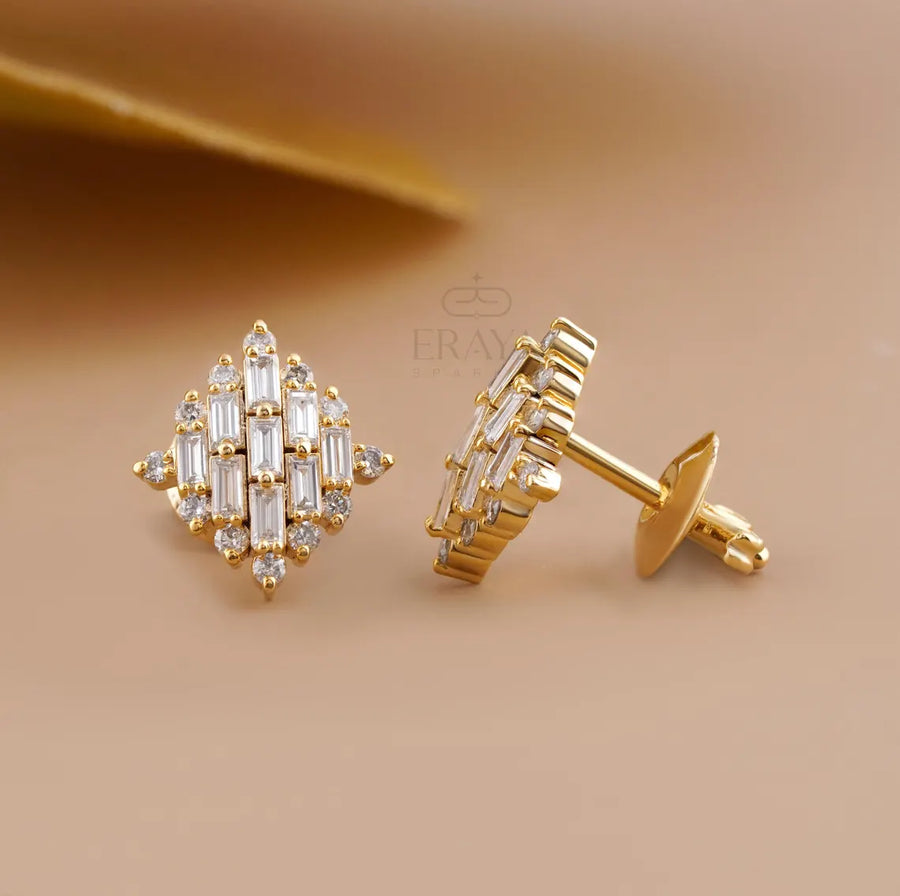 Baguette Diamond Earrings | Art Deco Studs