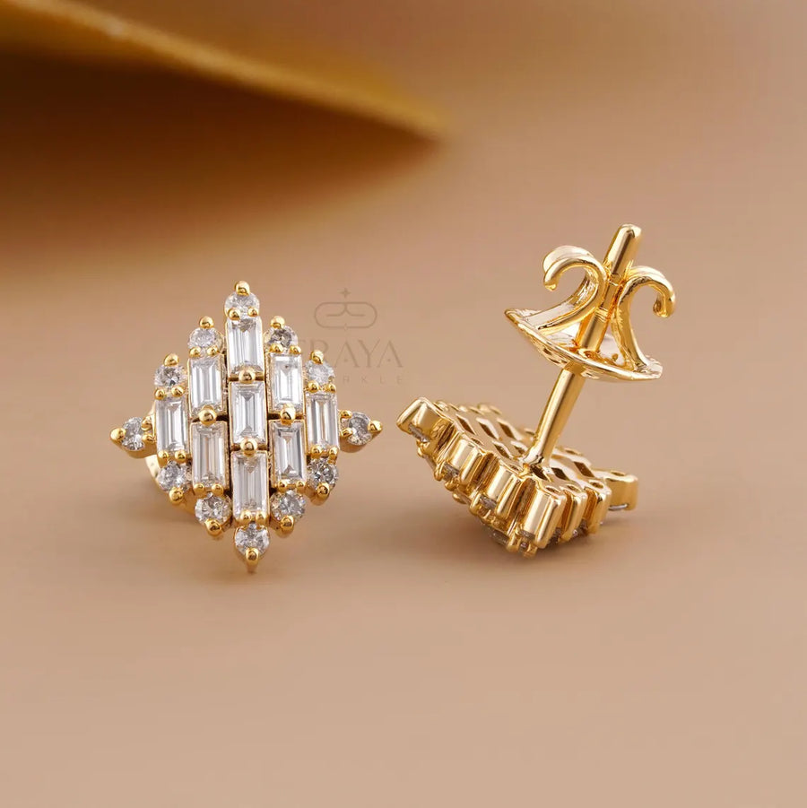 Baguette Diamond Earrings | Art Deco Studs