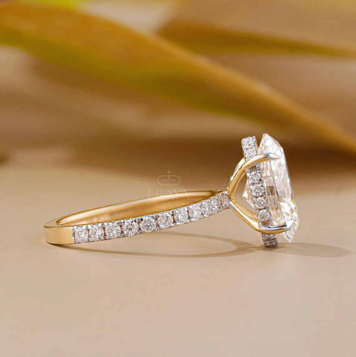 Gold Engagement Rings | Hidden Halo Oval Ring