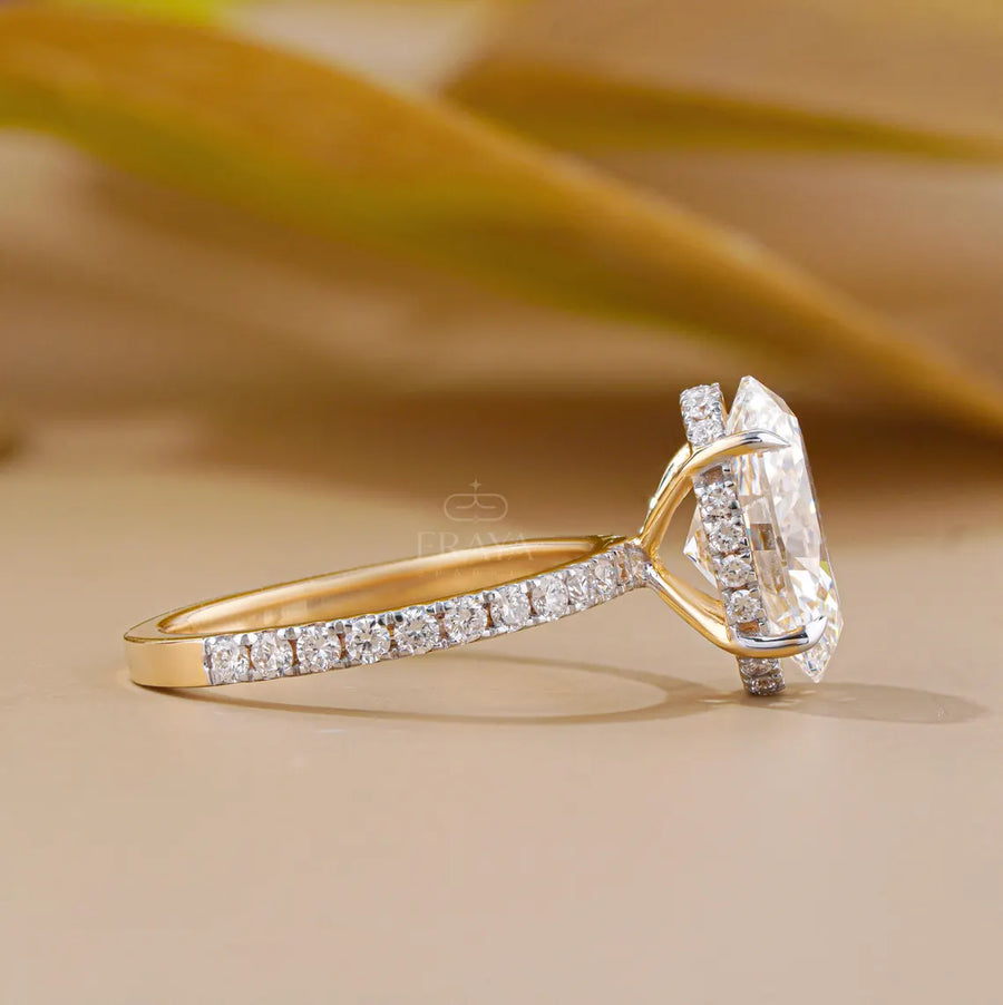 Gold Engagement Rings | Hidden Halo Oval Ring