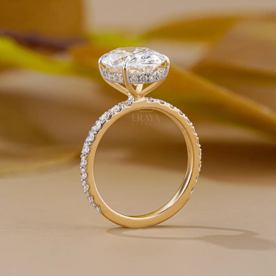 Gold Engagement Rings | Hidden Halo Oval Ring