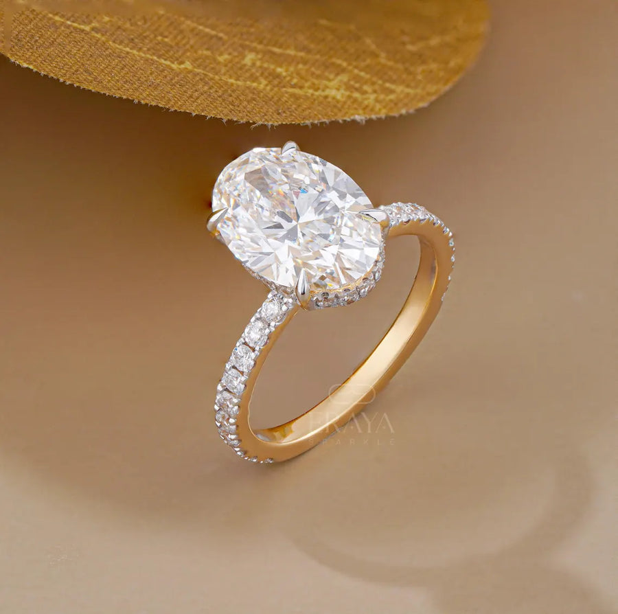 Gold Engagement Rings | Hidden Halo Oval Ring