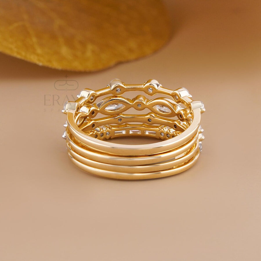 Marquise Diamond Ring – Stackable Bridal Set