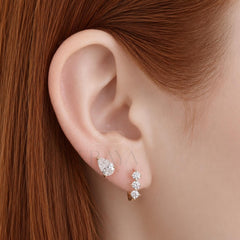 Three Stone Lab-Grown Diamond Huggie Hoops
