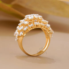 Pear Cut Lab Diamond Cocktail Ring – Round Floral Design