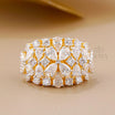 Pear Cut Lab Diamond Cocktail Ring – Round Floral Design