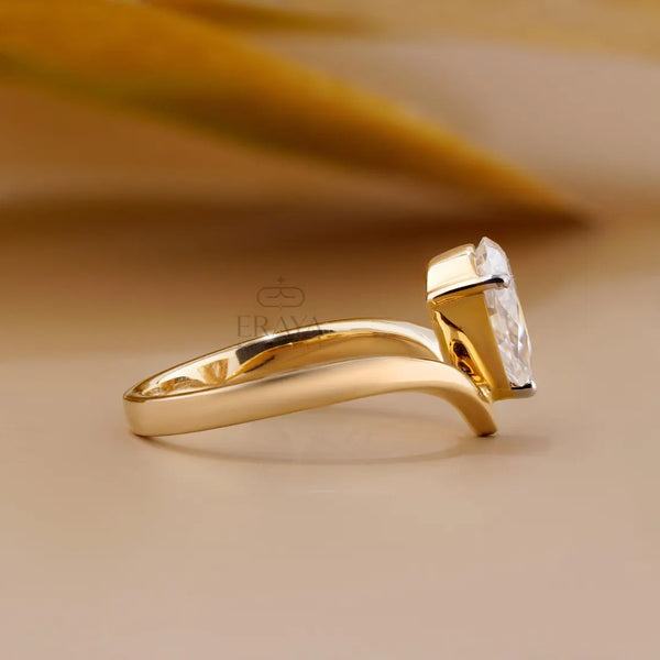 Pear Diamond Engagement Ring | Modern Open Band