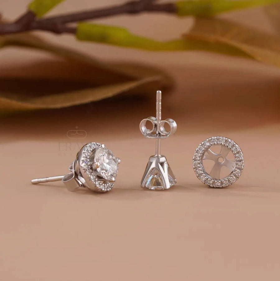 Diamond Jacket Earrings | Detachable Halo Studs