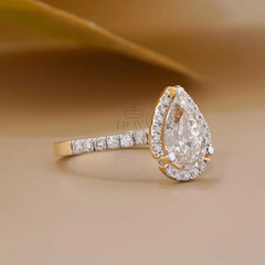 Pear Cut Halo with Lab Diamond Ring