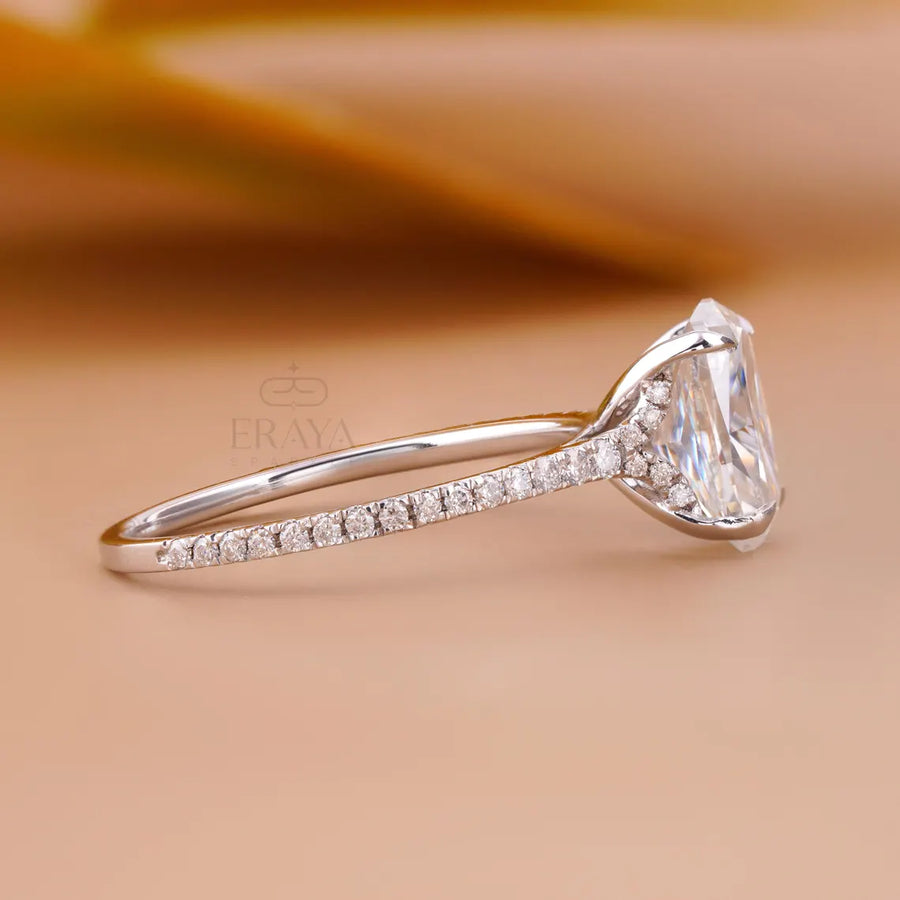 Cushion Cut Diamond Ring with Split Shank