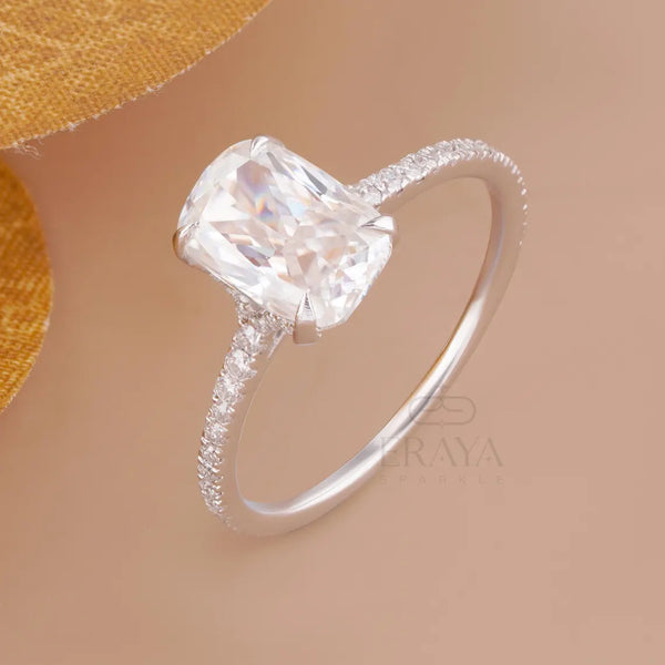 Cushion Cut Diamond Ring with Split Shank