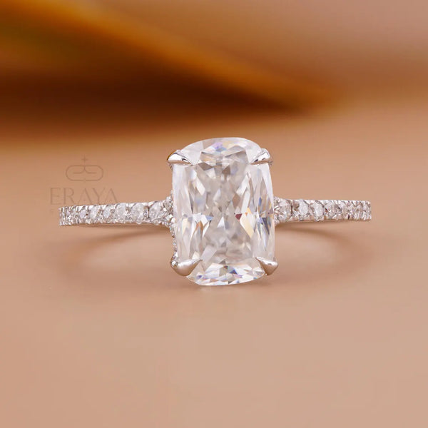 Cushion Cut Diamond Ring with Split Shank