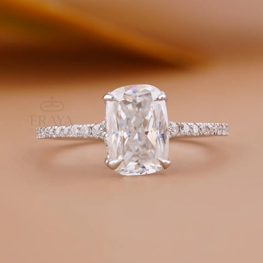 Cushion Cut Diamond Ring with Split Shank