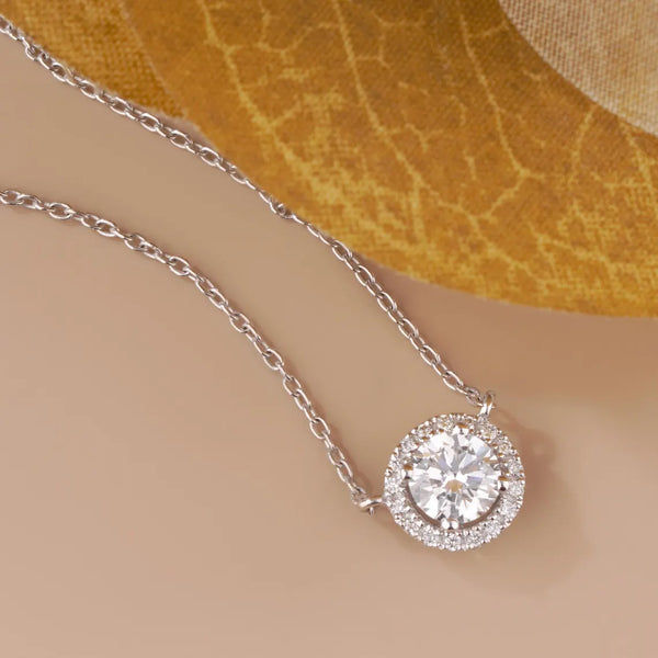 Halo Diamond Necklace | Round Lab Diamond