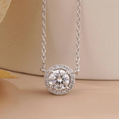 Halo Diamond Necklace | Round Lab Diamond