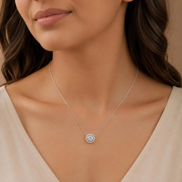 Halo Diamond Necklace | Round Lab Diamond