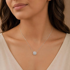 Halo Diamond Necklace | Round Lab Diamond