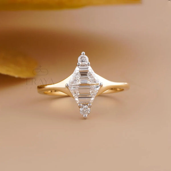 Trapezoid Cut Lab Diamond Engagement Ring