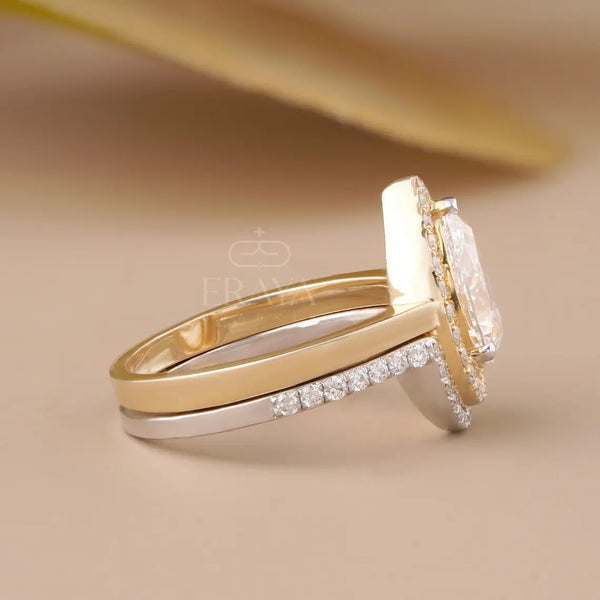 Stack Ring Set Two-Tone –Pear Cut Engagement Ring