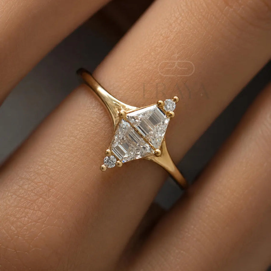 Trapezoid Cut Lab Diamond Engagement Ring