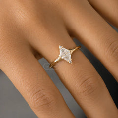 Trapezoid Cut Lab Diamond Engagement Ring