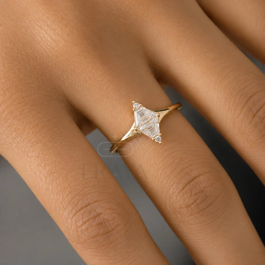 Trapezoid Cut Lab Diamond Engagement Ring