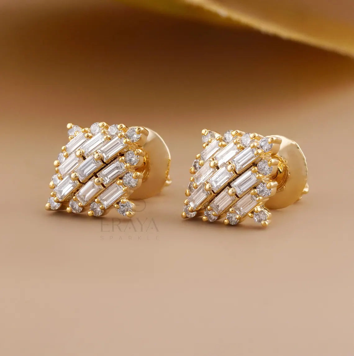 Baguette Diamond Earrings | Art Deco Studs
