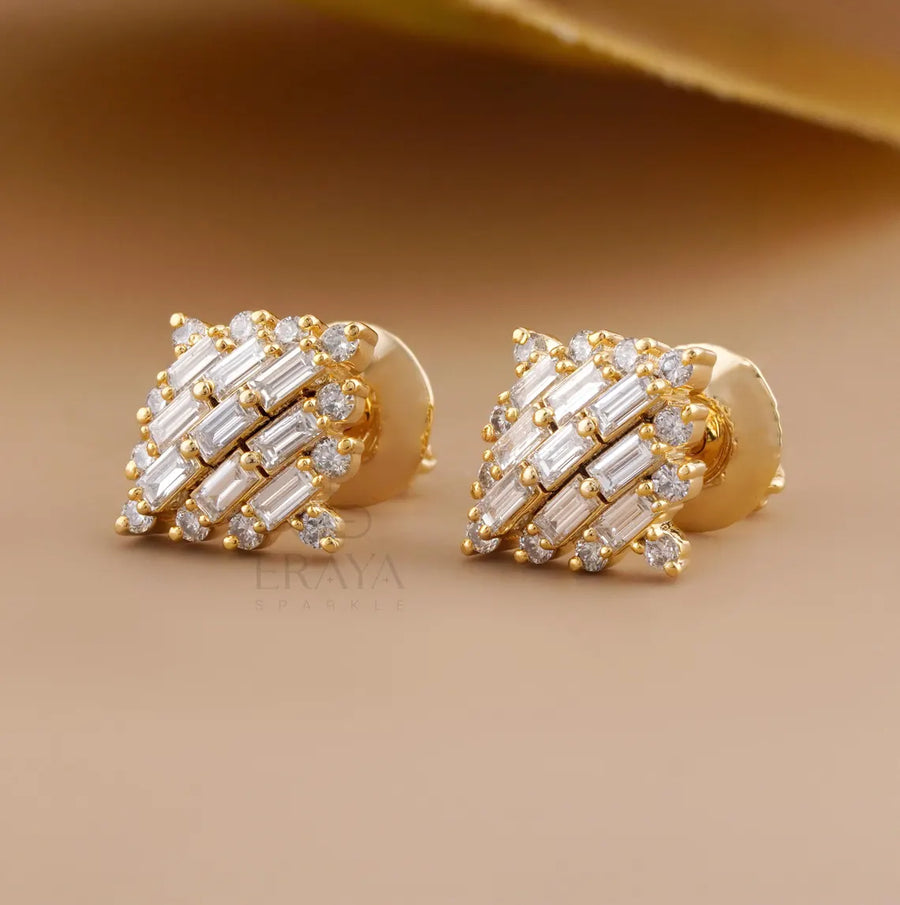 Baguette Diamond Earrings | Art Deco Studs